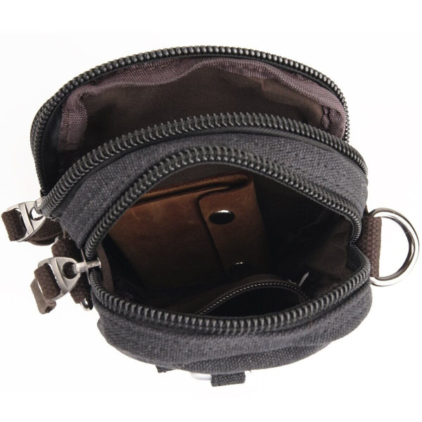 Барсетка текстильная на пояс Vintage 20082 Черная
