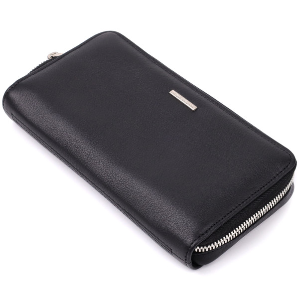 Практичный женский кошелек на одно отделение из зернистой натуральной кожи Tony Perotti 20863_1 (3622 nero) Черный