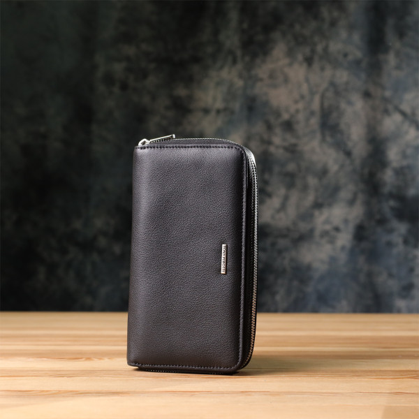 Практичный женский кошелек на одно отделение из зернистой натуральной кожи Tony Perotti 20863_1 (3622 nero) Черный