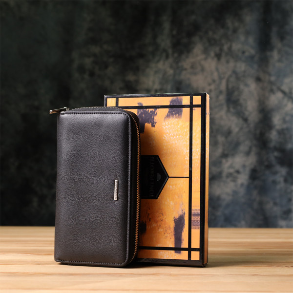 Практичный женский кошелек на одно отделение из зернистой натуральной кожи Tony Perotti 20863_1 (3622 nero) Черный