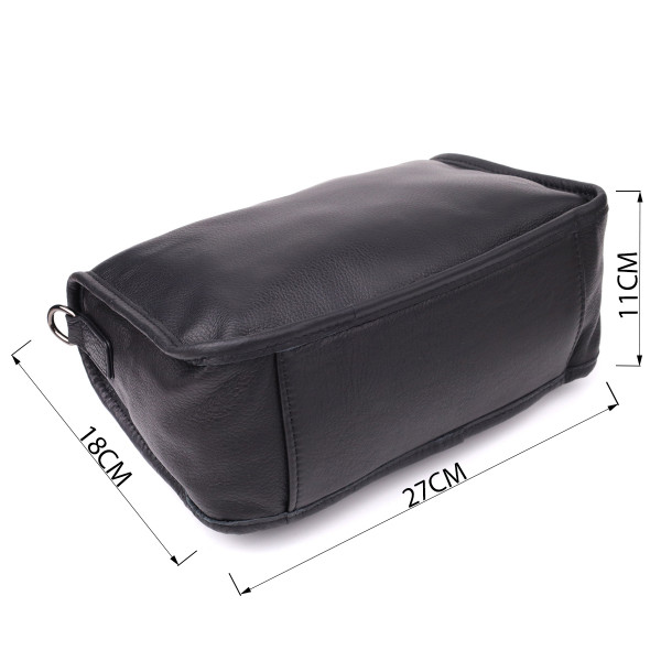 Стильная сумка на плечо из натуральной кожи для женщин Vintage 23001 Черный