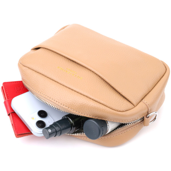 Женская сумка кросс-боди из натуральной кожи Vintage sale_15139 Бежевый