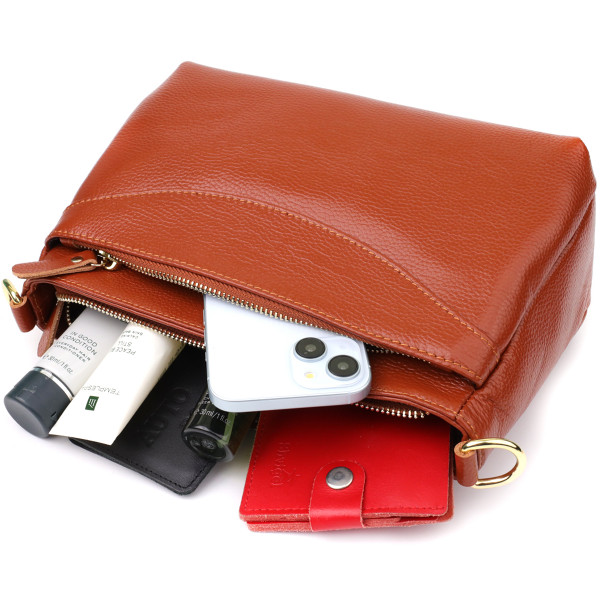 Женская сумка из натуральной кожи с формоустойчивым дном Vintage 22983 Коричневый