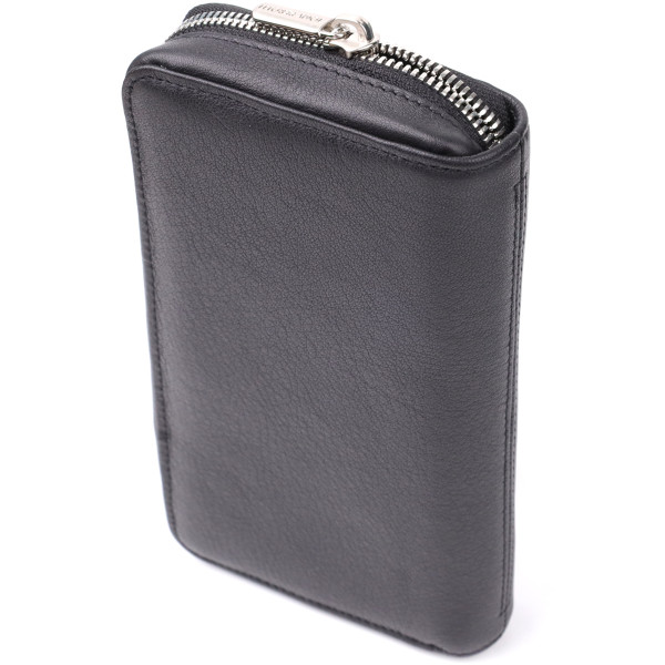 Практичный женский кошелек на одно отделение из зернистой натуральной кожи Tony Perotti 20863_1 (3622 nero) Черный