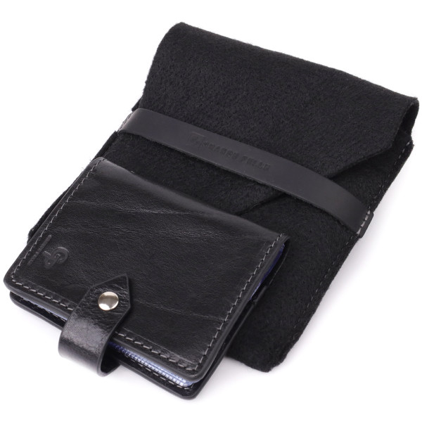 Визитница унисекс из натуральной гладкой кожи GRANDE PELLE 22941 Черная