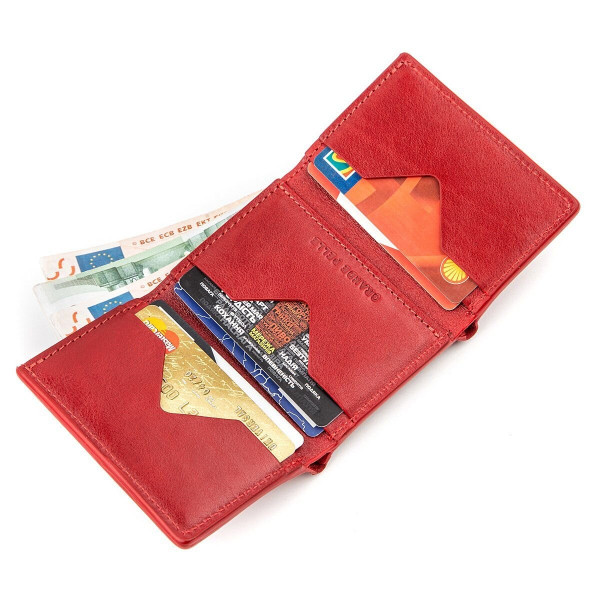 Строгое портмоне женское из гладкой кожи GRANDE PELLE 11153 Красное