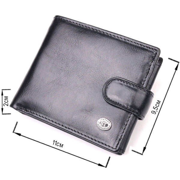 Классический мужской бумажник из натуральной кожи ST Leather 19407 Черный