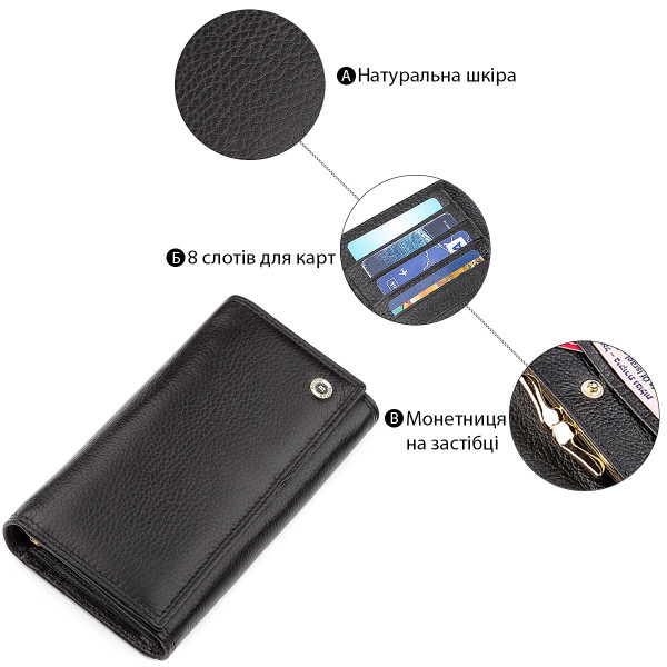 Кошелек женский Boston 18489 (S9001B) высококачественная кожа Черный