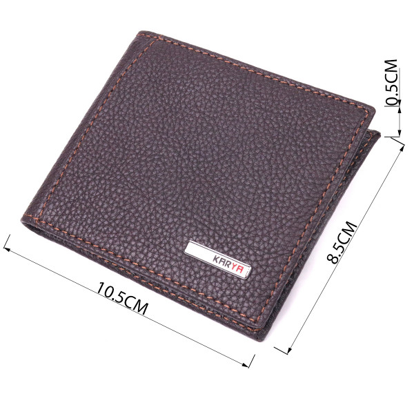 Практичный мужской зажим с монетницей из натуральной кожи KARYA 21404 Коричневый