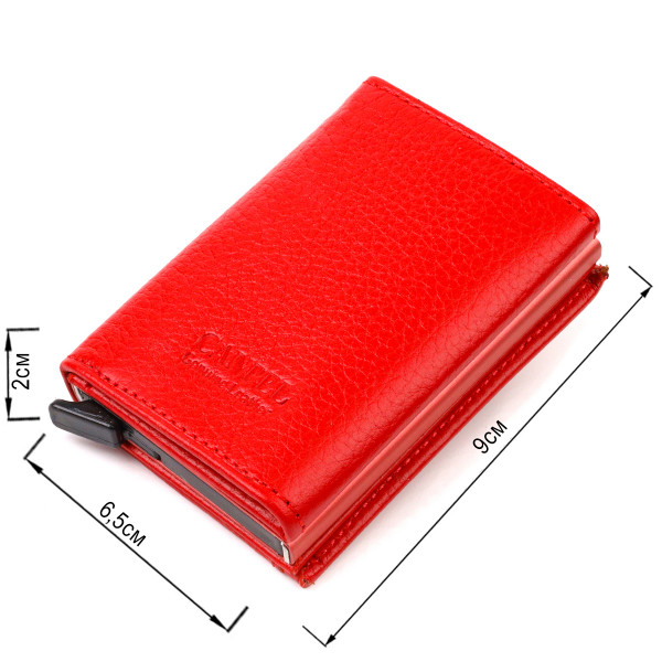 Женский картхолдер в три сложения с автоматическим механизмом из натуральной кожи флотар CANPELLINI 21933 Красный