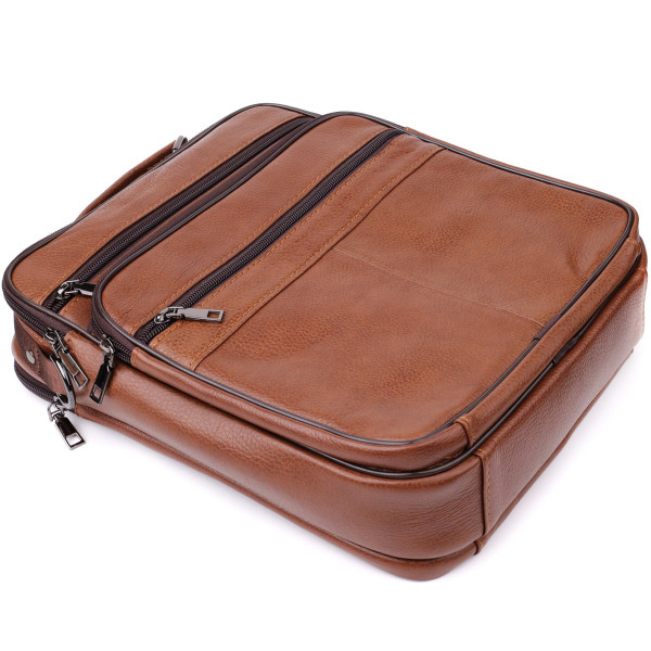 Сумка мужская с ручкой для переноса в руке из натуральной кожи Vintage 23031 Светло-коричневый