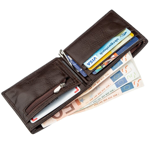 Мужское портмоне с зажимом для купюр Boston 18827 Коричневый