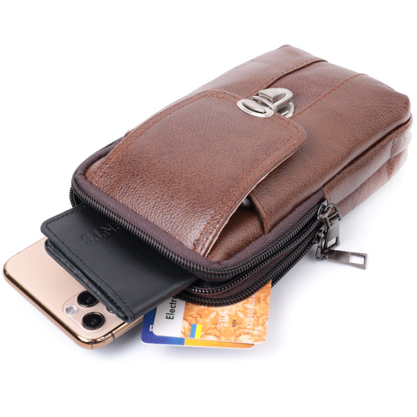 Сумка для мужчин на два отделения из натуральной кожи Vintage 22738 Коричневый