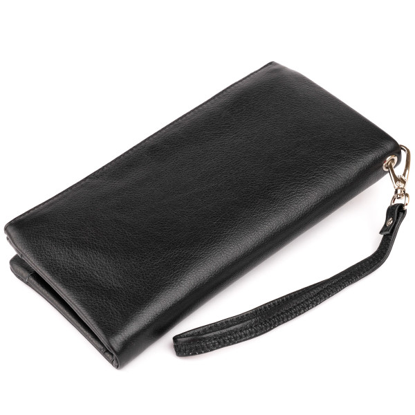 Кошелек-клатч из кожи с карманом для мобильного ST Leather 19310 Черный