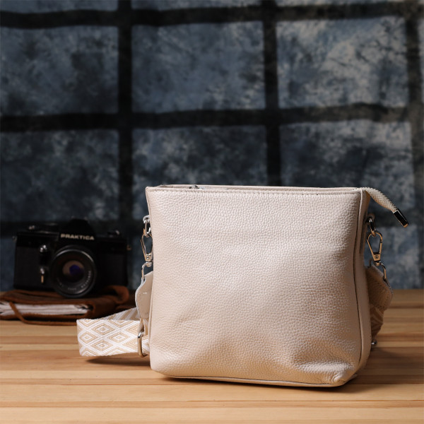 Повседневная плечевая сумка из натуральной кожи Vintage 22915 Белый