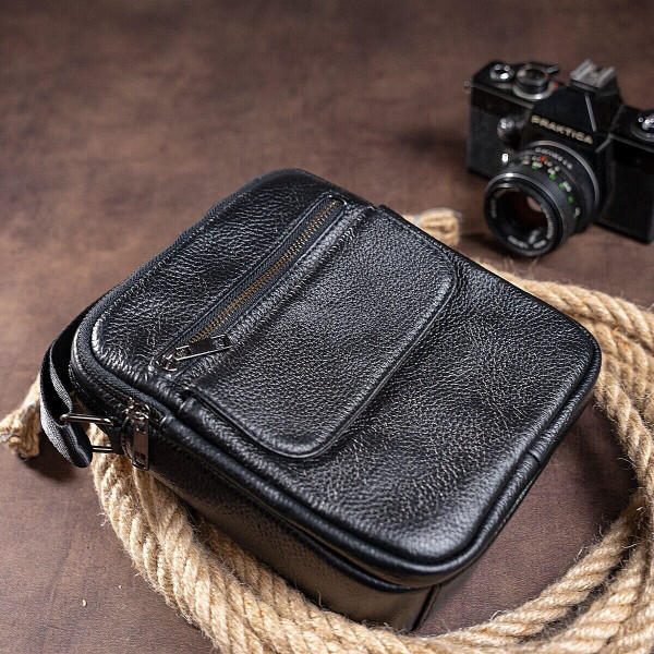 Сумка мужская зернистая Vintage 14704 Черная