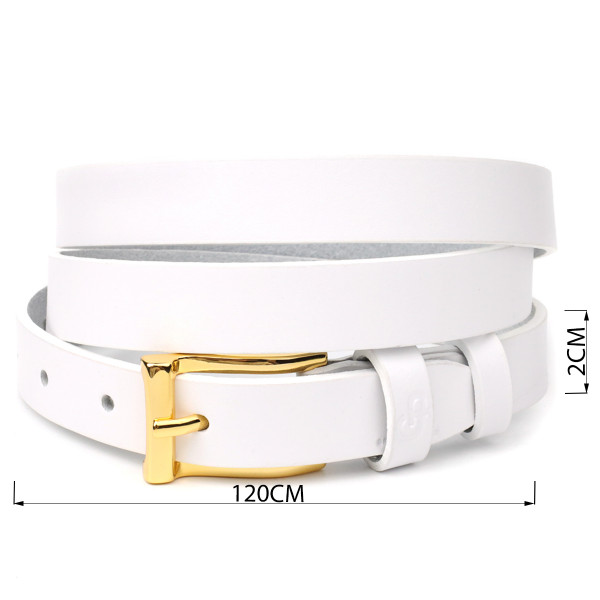 Стильный тонкий кожаный ремень для женщин GRANDE PELLE 22948 Белый