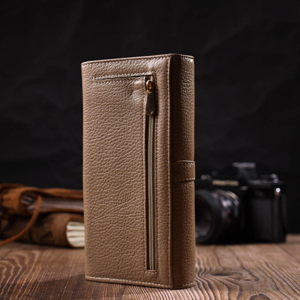 Практичный женский кошелек с большим количеством отделений из натуральной кожи Tony Bellucci 21959 Бежевый