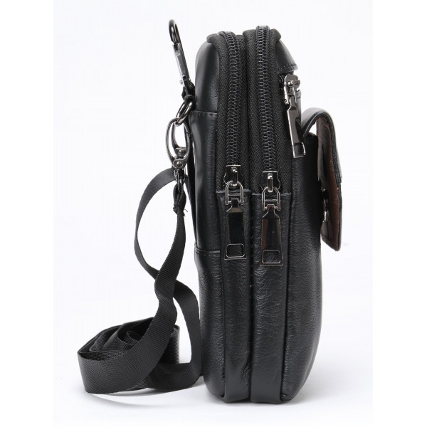 Кожаная сумка на пояс Vintage 20358 Черная