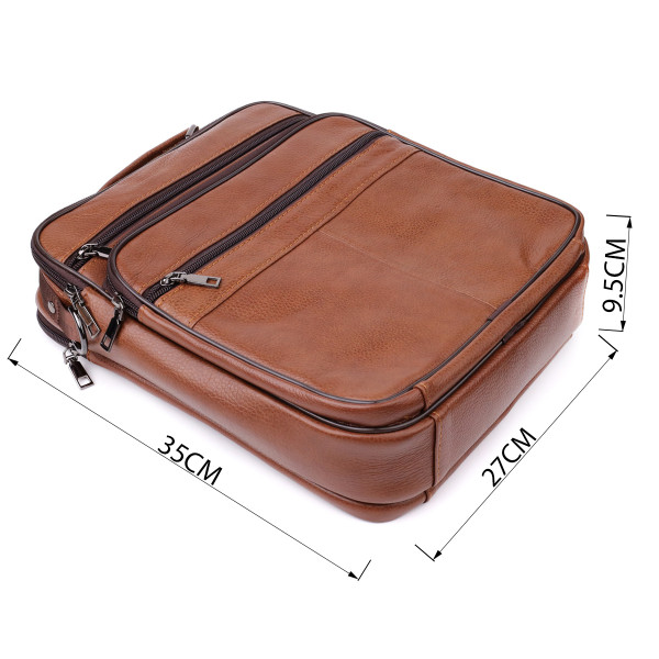 Сумка мужская с ручкой для переноса в руке из натуральной кожи Vintage 23031 Светло-коричневый