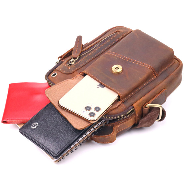 Винтажная мужская сумка из натуральной кожи 21293 Vintage Коричневая