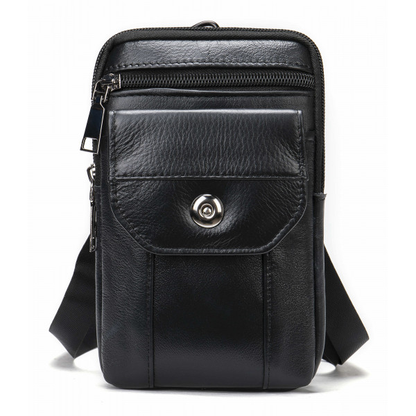 Кожаная сумка на пояс Vintage 20358 Черная