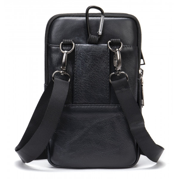 Кожаная сумка на пояс Vintage 20358 Черная