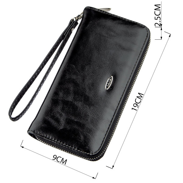 Кошелек женский на одну молнию из экокожи гладкий KIVI 19040 Черный