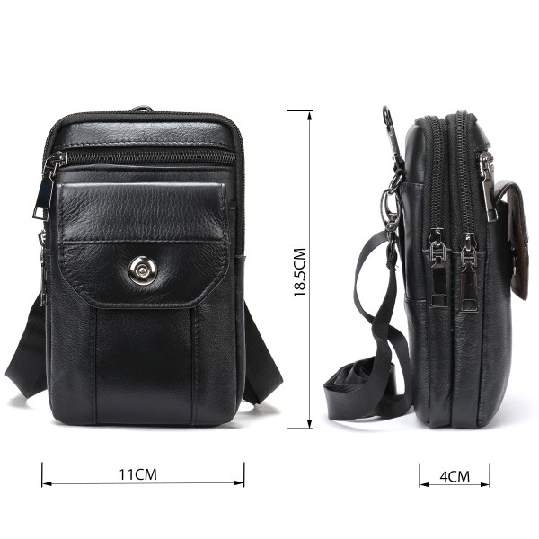 Кожаная сумка на пояс Vintage 20358 Черная