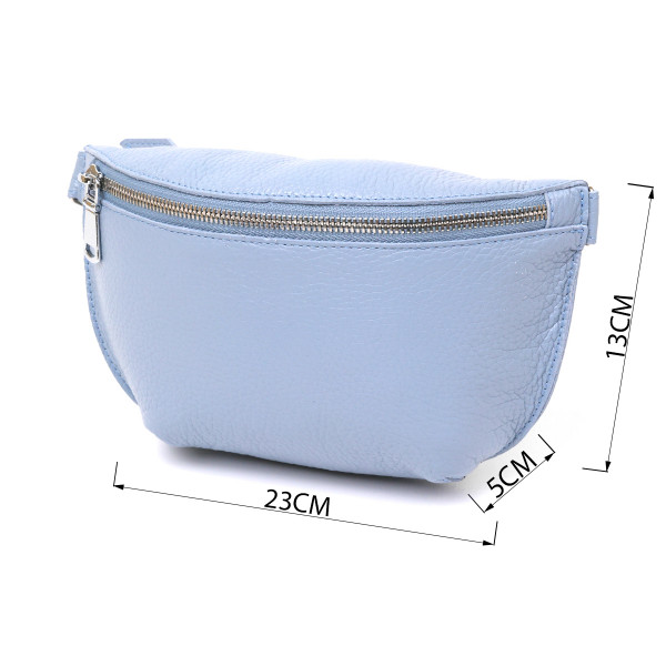 Кожаная удобная женская бананка Shvigel 16374 Голубой