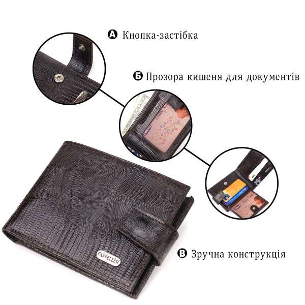 Мужской кошелек из натуральной фактурной кожи CANPELLINI 21512 Коричневый