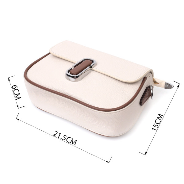 Полукруглая сумка для женщин с интересным магнитом-защелкой из натуральной кожи Vintage 22439 Белая