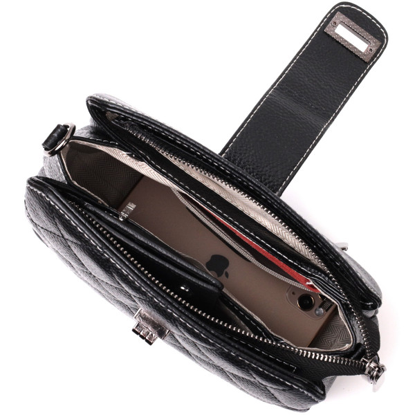 Замечательная сумка для стильных женщин из натуральной кожи Vintage 22415 Черная