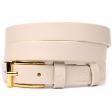 Красивый тонкий кожаный ремень для женщин GRANDE PELLE 22949 Молочный