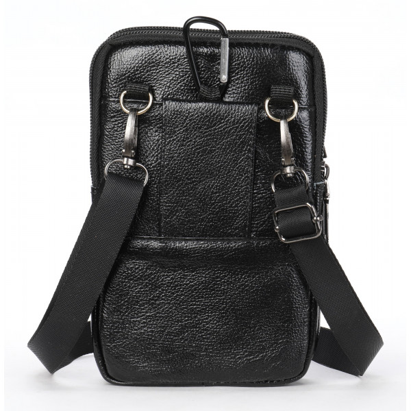 Небольшая кожаная поясная сумка Vintage 20359 Черный