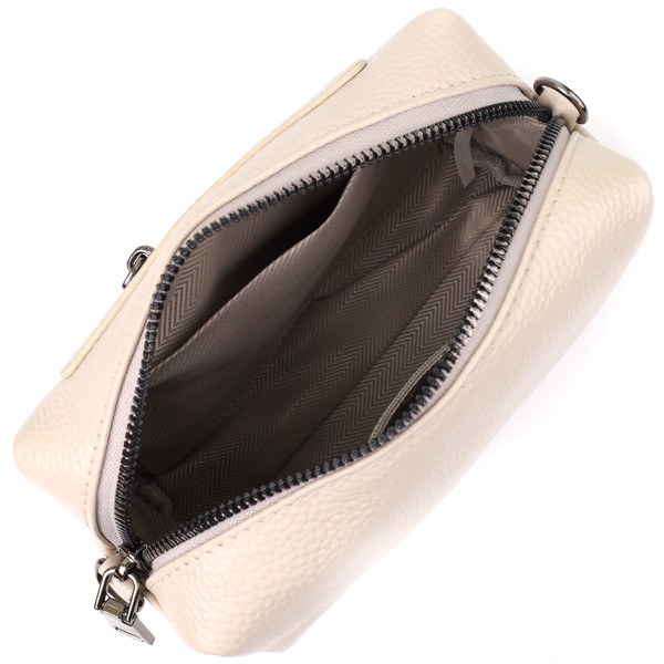 Компактная женская сумка с трендовым декором из натуральной кожи Vintage 22923 Белый