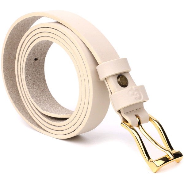 Красивый тонкий кожаный ремень для женщин GRANDE PELLE 22949 Молочный