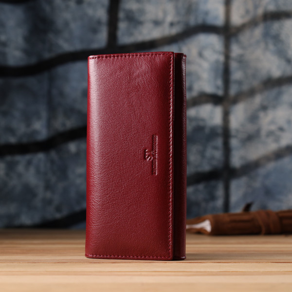 Элегантный кошелек у два сложения из натуральной кожи ST Leather 23065 Бордовый