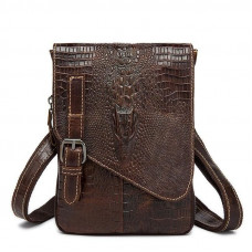 Сумка-мессенджер тиснение под экзотику Vintage 20038 Коричневая