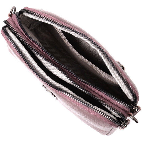 Сумка женская интересного цвета на два отделения из натуральной кожи Vintage 22279 Фиолетовая