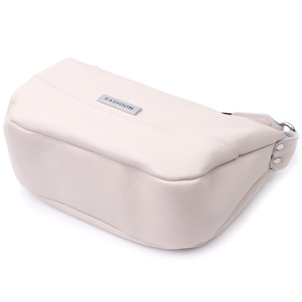 Женская сумка через плечо с необычным бегунком брелком из натуральной кожи Vintage 22616 Белая