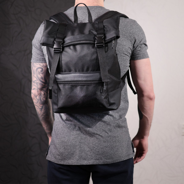 Рюкзак для ноутбука из вставками эко-кожи FABRA 22582 Черный