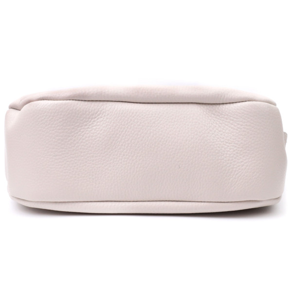 Женская сумка через плечо с необычным бегунком брелком из натуральной кожи Vintage 22616 Белая