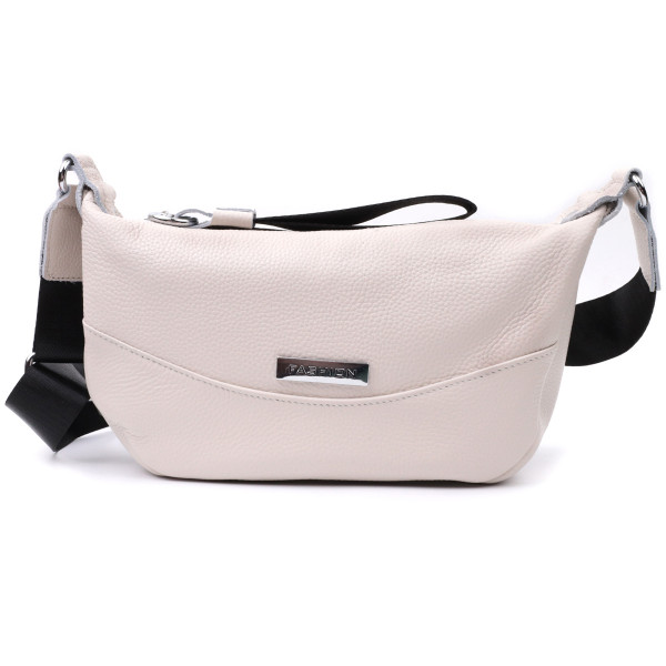 Женская сумка через плечо с необычным бегунком брелком из натуральной кожи Vintage 22616 Белая