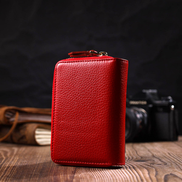 Яркий женский кошелек с вместительной монетницей на молнии из натуральной кожи Tony Bellucci 22013 Красный