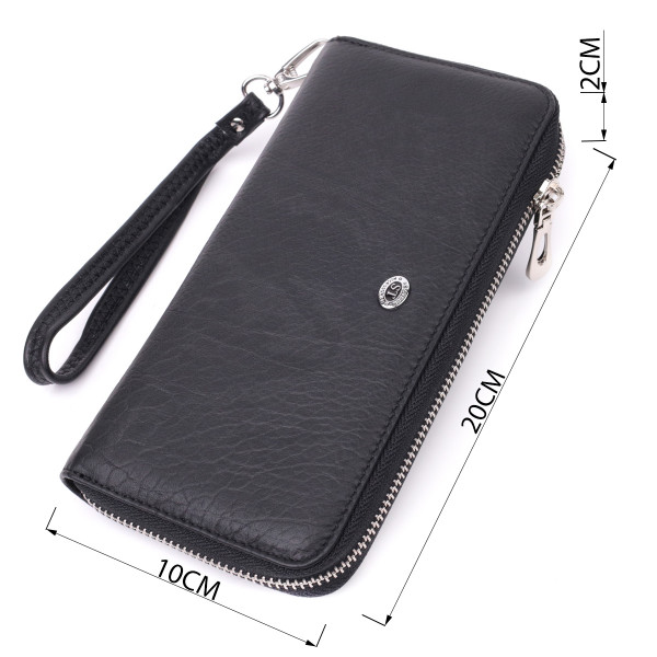 Кошелек-клатч универсальный на одно отделение из натуральной кожи ST Leather 22562 Черный