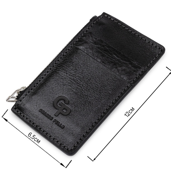 Кожаный небольшой картхолдер GRANDE PELLE 11399 Черный