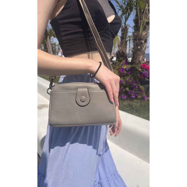 Сумка-клатч в стильном дизайне из натуральной кожи 22099 Vintage Серая