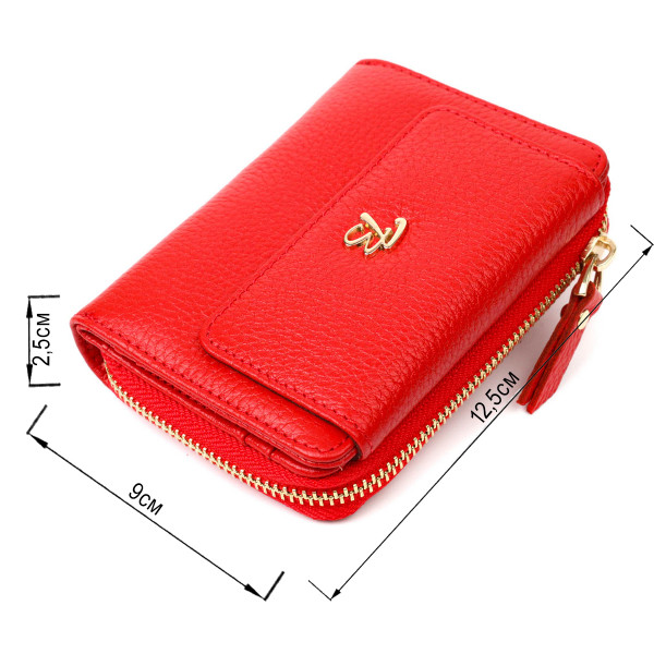 Яркий женский кошелек с вместительной монетницей на молнии из натуральной кожи Tony Bellucci 22013 Красный