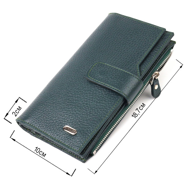 Женский большой вертикальный кошелек из натуральной кожи CANPELLINI 21643 Зеленый